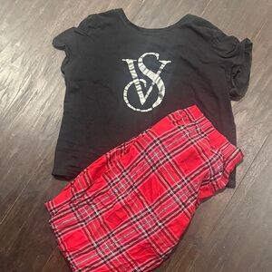 2 piece Victoria secret Black T-Shirt with Silver VS Logo